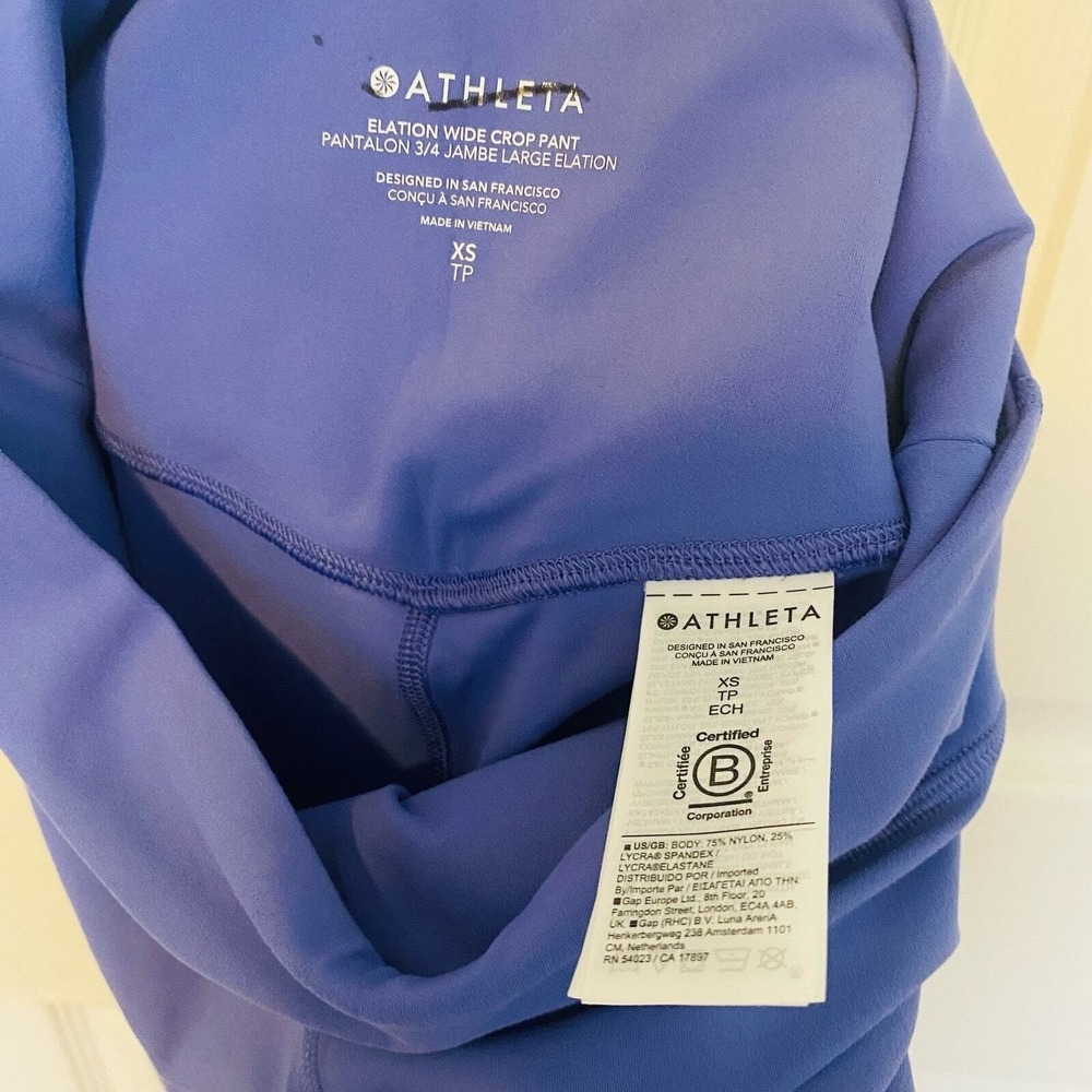 Athleta Elation Wide Crop Leggings Periwinkle Blue High Rise Yoga Athleisure - Picture 4 of 11